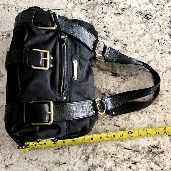 Michael Kors Black Leather & Nylon Shoulder Designer Handbag Purse w/ Dust Bag - Picture 16 of 16